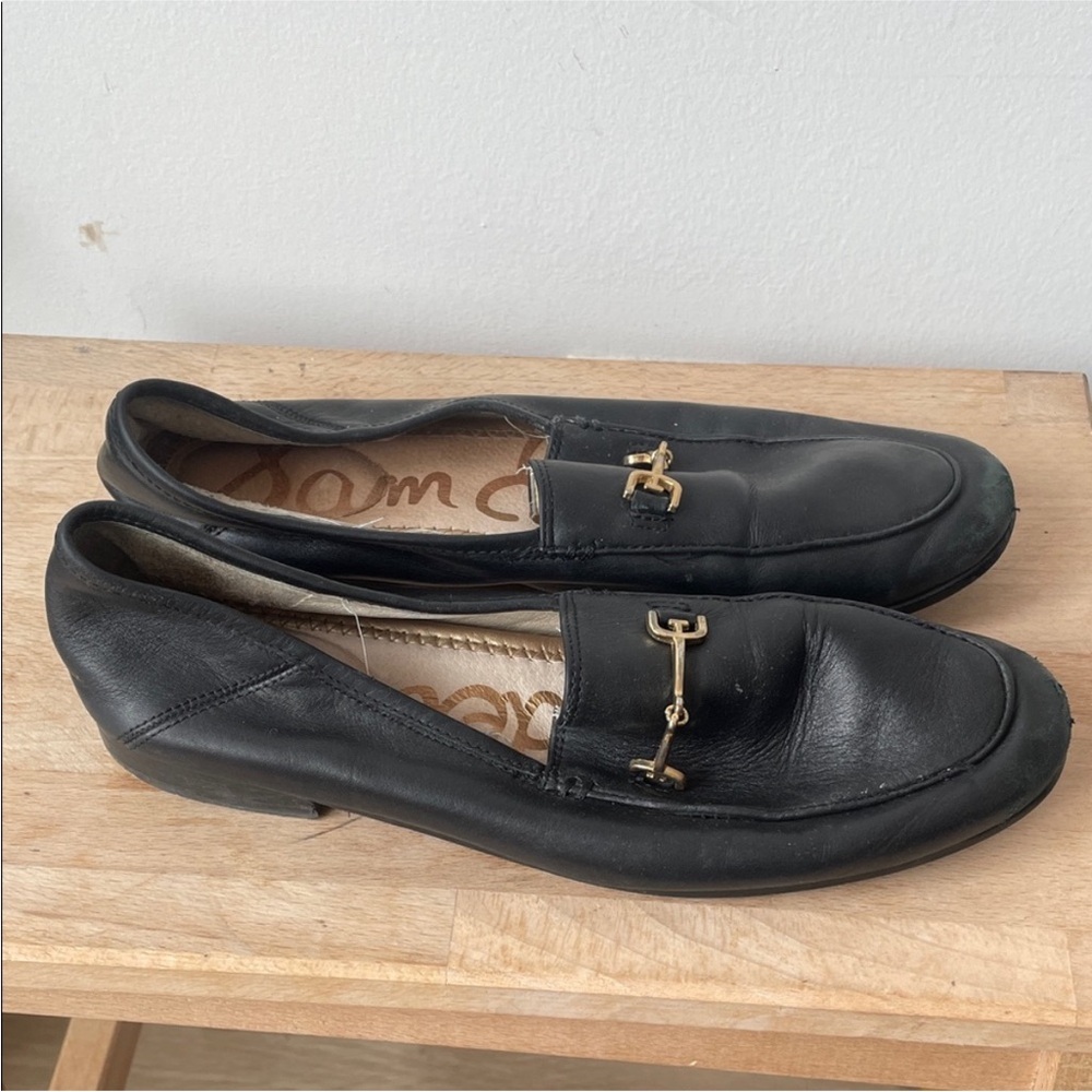 Sam Edelman Black Flats with Gold Detail Loafer Linnie 6.5M Leather